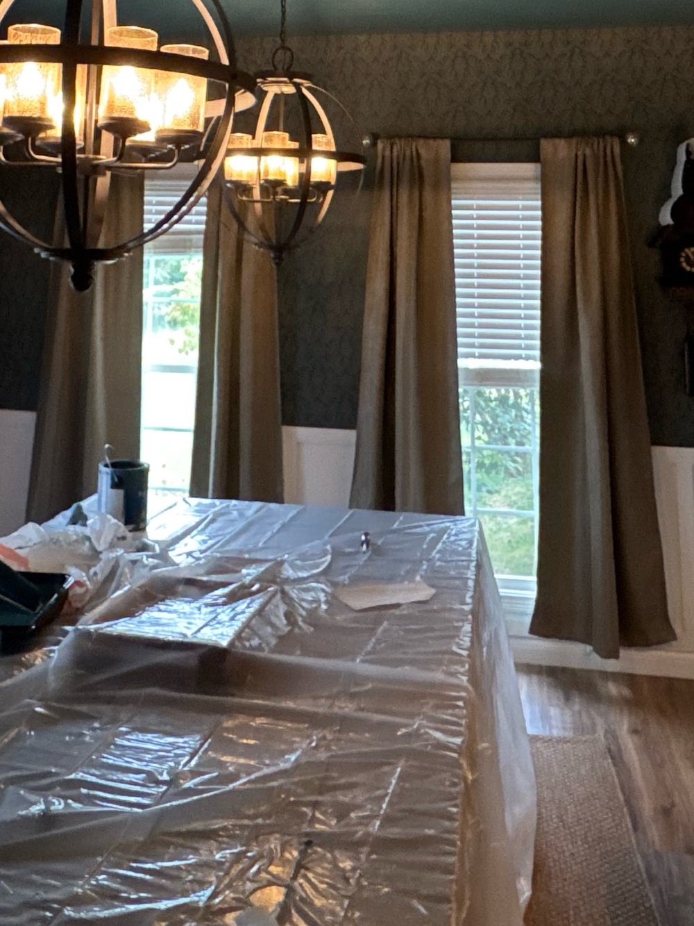 Neutral Silver/ Beige Woven Curtain Panels (4 that match). Pocket rod style.